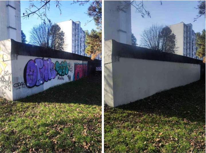 Elimination graffiti mur réussie France