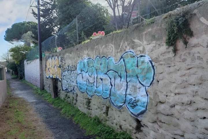 Mur clôture avec graffiti Auvergne Rhône Alpes