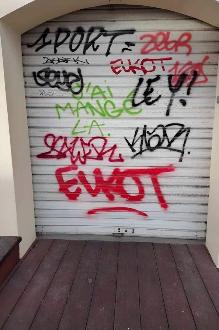 Rideau métallique avec graffiti Auvergne Rhône Alpes